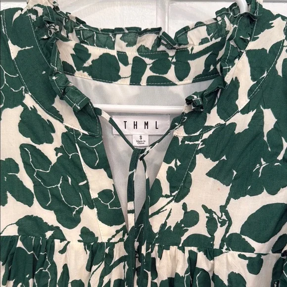 THML Green and White Flutter Sleeve dress - Picture 7 of 10